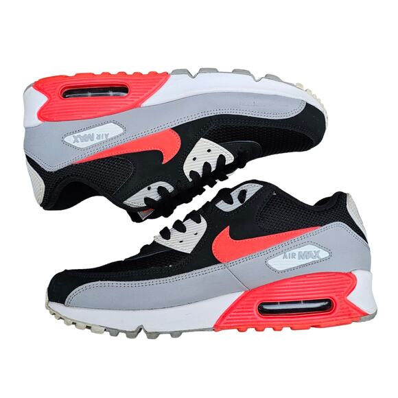 Nike Air Max 90 Essential Sneaker Size 8.5 Wolf Grey Bright Crimson AJ1285-012 - Picture 13 of 13